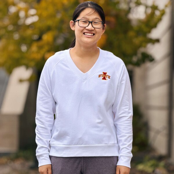 Antigua Women's I-State White V-Neck Long Sleeve Shirt